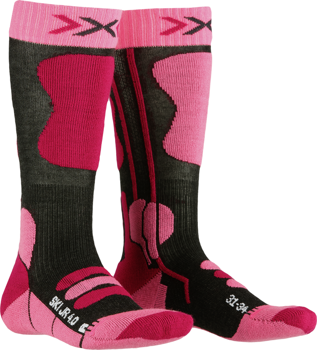 Ski socks X-SOCKS Ski Junior 4.0 Anthracite Melange/Fluo Pink - 2022/23