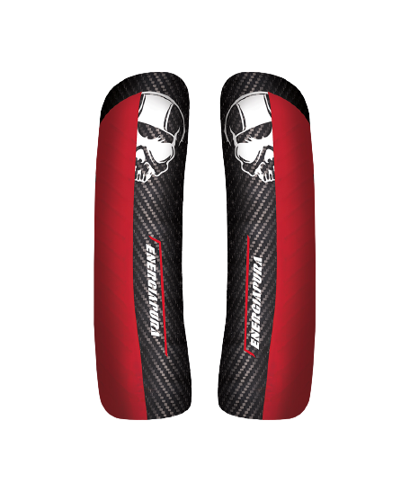 Shin Guards ENERGIAPURA Carbon Racing CDM Black/White Skull/Red - 2023/24