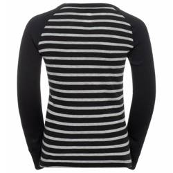Unterwäsche Shirt ODLO Active Warm Eco Kids Stripes BL Top Crew Neck LS Black/Grey Melange - 2022/23
