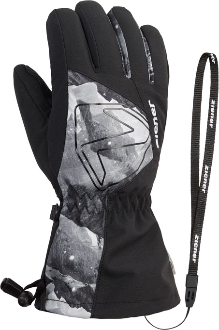 Handschuhe Ziener Laval-z As® Aw Glove Junior Unisex Black Grey Mountain Print - 2025/26