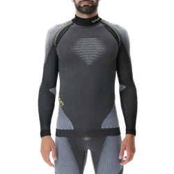 UYN Man Evolutyon UW Shirt LG_SL Melange Anthracite Melange/Blue/Yellow Shiny thermal shirt - 2023/24
