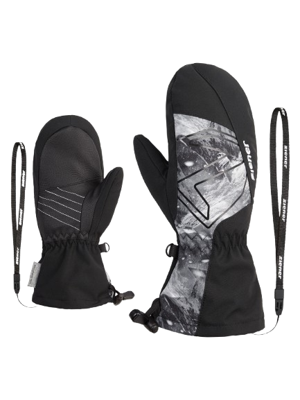 Gloves Ziener Lavalino-z As® Aw Mitten Glove Junior Unisex Black Grey Mountain Print - 2025/26