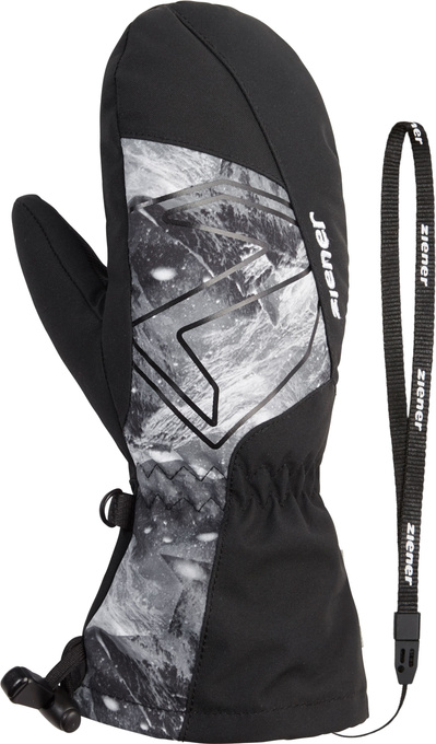 Handschuhe Ziener Lavalino-z As® Aw Mitten Glove Junior Unisex Black Grey Mountain Print - 2025/26